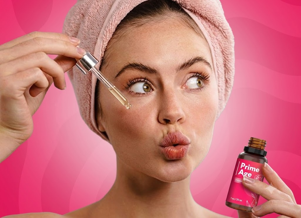 Woman applying Prime Age serum